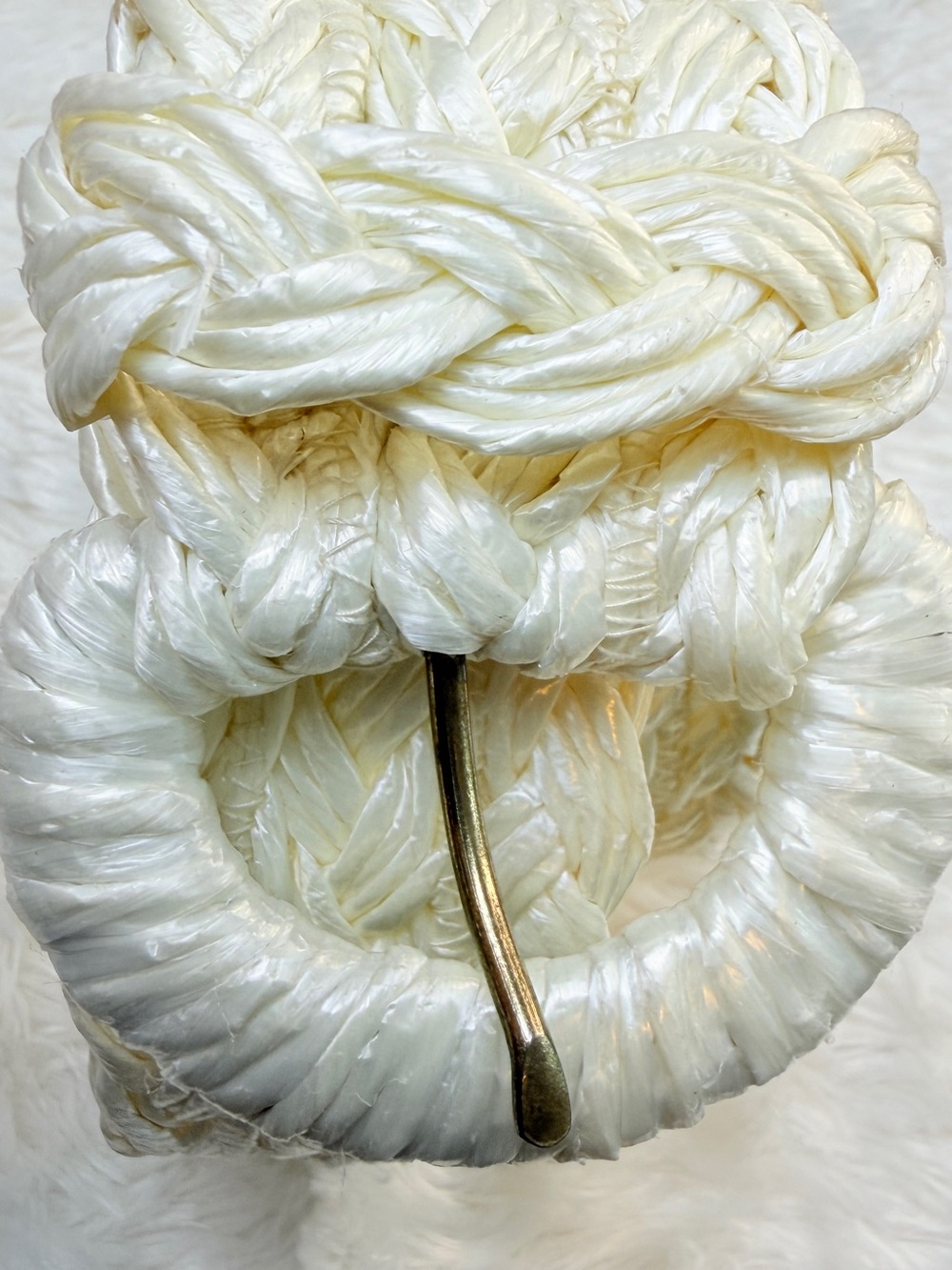 Vintage Handmade Cream Braided Belt with Brass Hook XS-XL - Picture 4 of 5